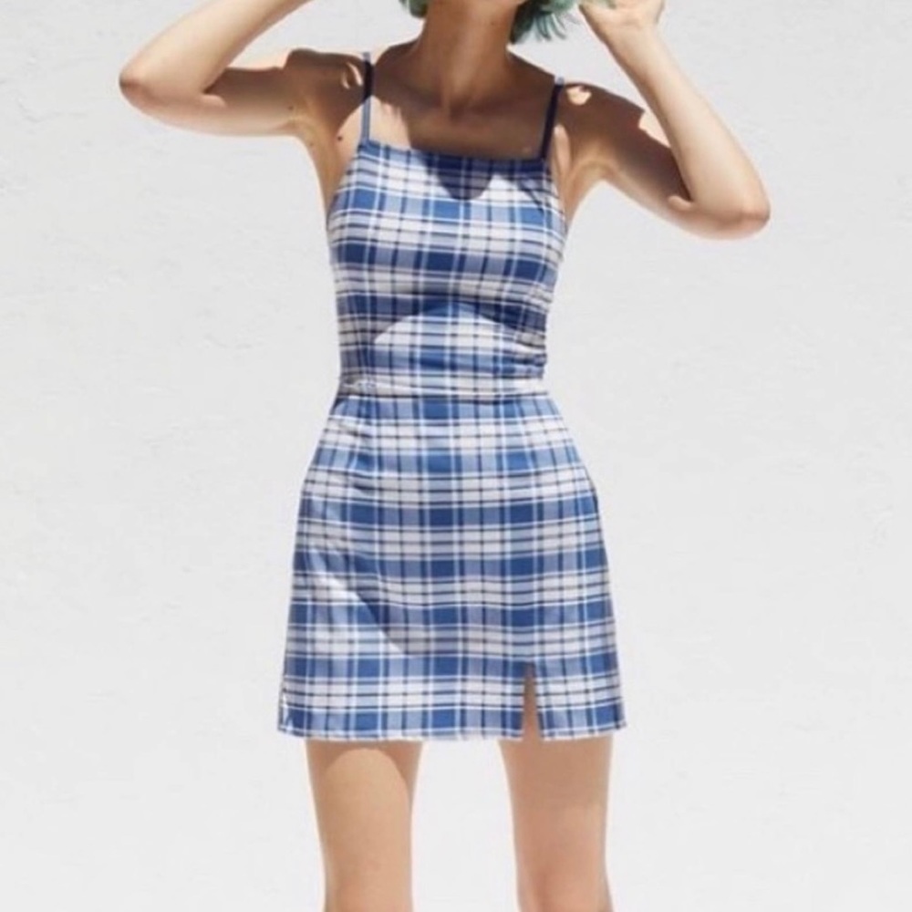 Urban outfitters blue white plaid dress size Large